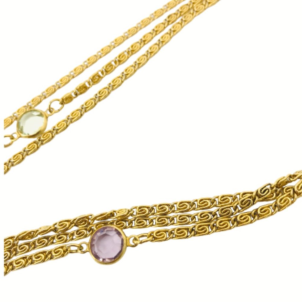 Goldette Vintage Signed 3 Strand Spinner Necklace - Picture 6 of 9